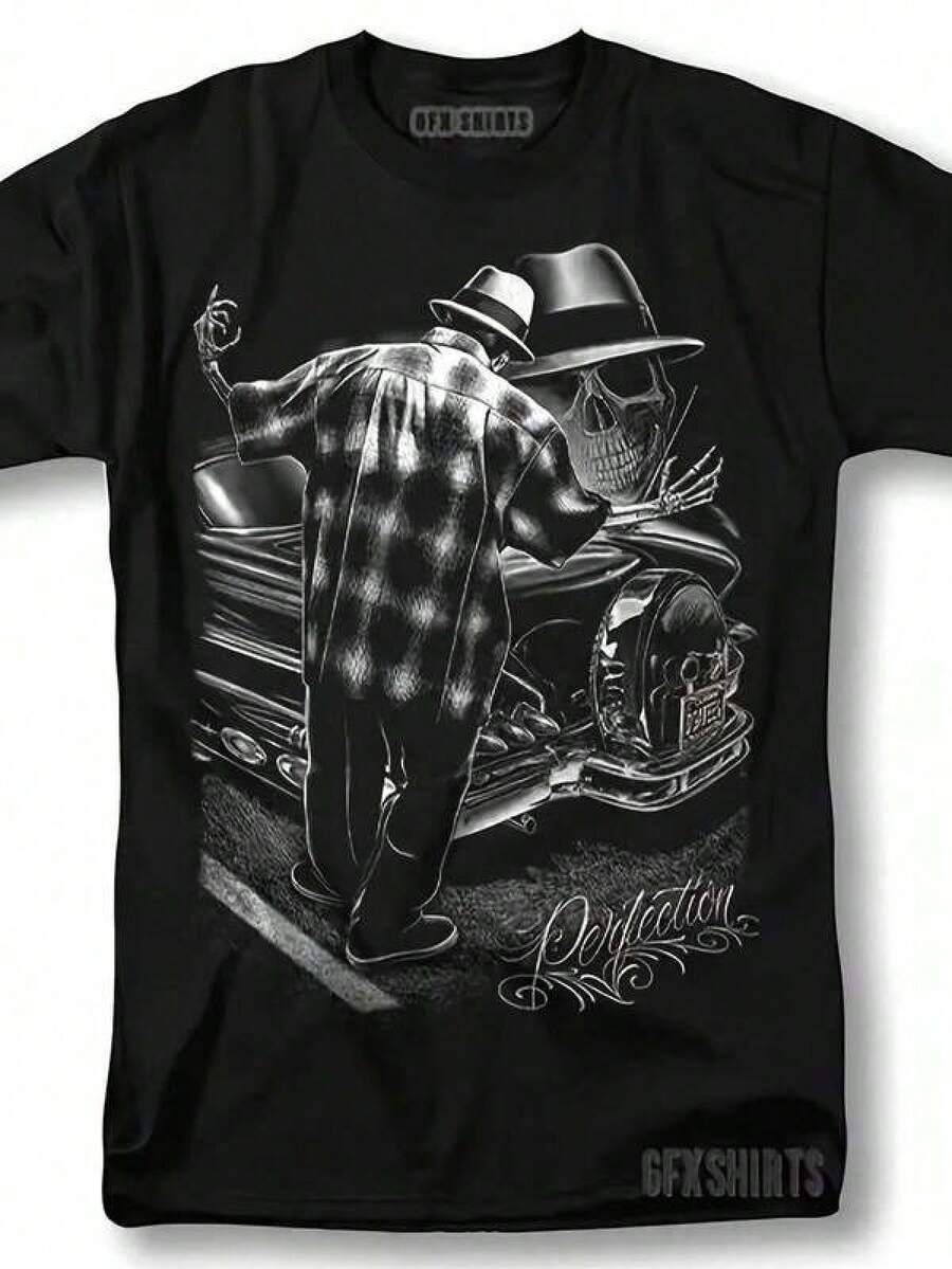 YY4 Chicano Perfection Shirt Lowrider Latino Mexican Graphic T-Shirt Men Size S-3XL - 黑色 - 查看 1