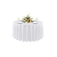 90 Zoll runde Tischdecke, waschbar aus Polyester, dekorative Tischdecke für Hochzeit, Party, Essen, Bankett (90 Zoll, Weiß) - Weiss - Übersicht 9
