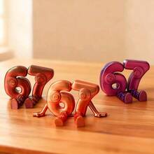 1个67位数字3D打印摆件，关节可动人偶，可摆出不同姿势，适用于桌面、家居、派对和生日礼物等场合的数字装饰（颜色随机发送） - 彩色 - 查看 4