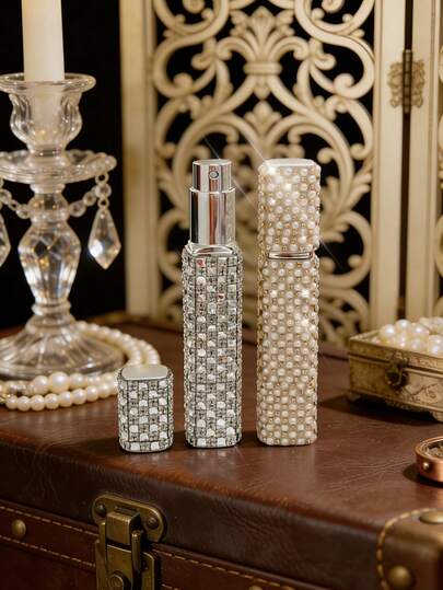 Spray Bottles, 1/2pcs Women'S Diamond-Encrusted Perfume Spray Bottles, Cosmetics Bottles, And Pure Dew Dispensing Bottles, Glass Liner Travel Portable 10ml Perfume Dispensing Tool, Birthday Gifts For Family And Friends, Holiday Gifts