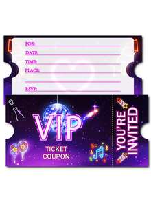30 Thiệp Mời Sinh Nhật VIP Neon kèm Phong Bì, Thiệp Mời VIP Màu Tím, Thiết Kế Unisex (30 Thiệp và 30 Phong Bì), Thiệp Mời Sinh Nhật Hai Màu, Thiệp Mời Tiệc VIP Chủ Đề Phim Ảnh, Unisex - Đèn neon - Xem 1