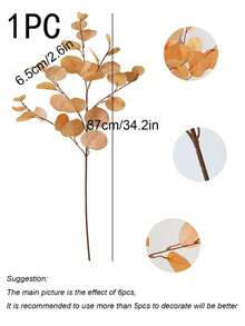 1pc Artificial Long Eucalyptus Apple Leaf, Green Plant, Ins Style Decor For Hotel, Wedding, Autumn Color Single Branch Leaf - Multicolor - View 3
