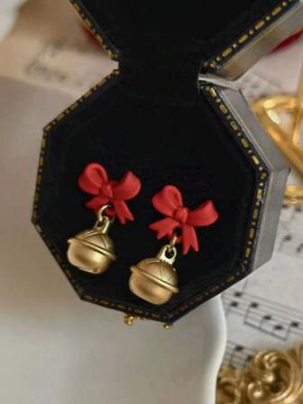 1 Pair Fashionable Versatile Bow Tassel Earrings For Women
