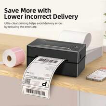 Marklife D100 Black 4x6 Portable Thermal Label Printer, A Compact And Easy-To-Use Barcode, Postal Logistics And Custom Label Printing Device - Compatible With Apple, Android And Windows Systems, Comes With 20 Sheets Of Paper. Valentine's Day Gift