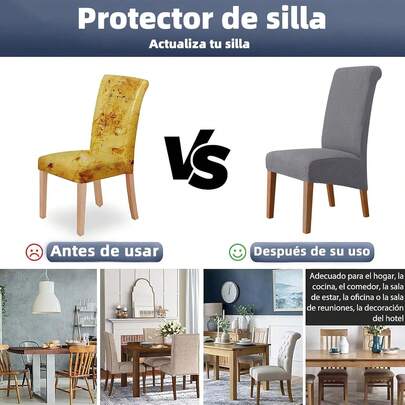 Paquete de 6 Fundas para Sillas de Comedor,Cubre Sillas elásticas y transpirable,íbles y lavables,antideslizantes,resistentes al desgaste,adecuadas para restaurante,hotel,comedor, ceremonia(gris) 8VBG