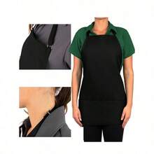 Unisex Black Apron: Adjustable, Waterproof, 3-Pocket | For Cooking, Grilling & Chefs - 黑色 - 查看 9