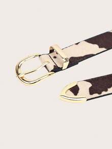 1 chiếc thắt lưng nữ cao cấp phong cách đường phố thường ngày, họa tiết da bò phối màu tương phản, thắt lưng có khóa, kiểu dáng tối giản, phù hợp với quần jeans và váy, thời trang đa năng, thích hợp cho các hoạt động hàng ngày, tiệc tùng, làm quà tặng, lễ hội âm nhạc, v.v. - Cà phê - Xem 3