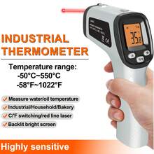 Handheld Non-Contact Laser Infrared Digital Thermometer Gun, Suitable For Cooking, Grilling, Oven, Measurement Range -58°F~1022°F (-50°C~550°C)
