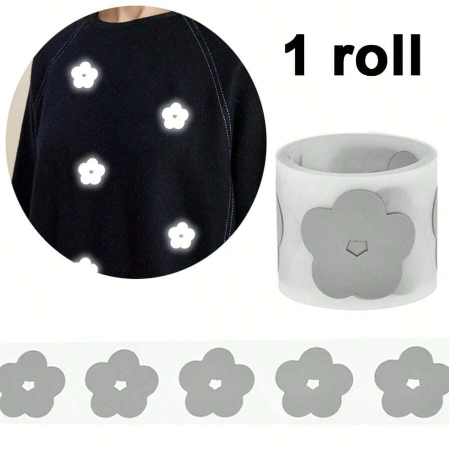 1 Roll, FG012 Flower Reflective Sticker, Iron-On Reflective Sticker