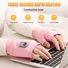Genérico Heated Fingerless oves for Women Guantes Calefactados Sin Dedos con USB - Guantes Térmicos Ajustables 3 Niveles Pantalla Digital Unisex para Trabajo Exterior Ciclismo y Ski - Gris - Ver 2