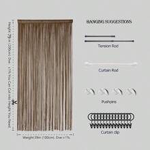 Cortina de abalorio con abalorio para puerta ideal para decoración de sala de estar colgar en la pared con flecos y divisores para recámara telón de fondo hippie ventana clóset - marrn - Ver 5