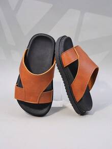 Girls' British Style Hollowed Out Leather Slippers With Lightweight And Thick Soles, Suitable For Both Home And Beach Use (New Hot Item) - Burnt Orange - View 3