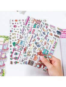 My Mini Town DIY Scenic Stickers For Planners And Crafts Are Educational Indoor Scene Stickers, Perfect For Decorating Water Bottles, Laptops, Luggage, Guitars, Phone Cases, Keyboards, And Desktops. They Are Great For Scrapbooking Activities, Classroom Reward Systems - Multicolor - View 3