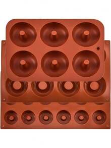 3件/1件 6/8/18孔硅胶蛋糕模具，巧克力甜甜圈烘焙模具 - 不粘耐热烤盘，适合所有烘焙爱好者，家庭烘焙 - 专业烘焙 - 烘焙模具，自制美味佳肴，适用于家庭和餐厅，绝佳之选