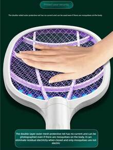 300mAh Rechargeable Electric Fly Swatter, 2-In-1 Fly Zapper With USB Charging, Handheld Design - Multicolor - View 6