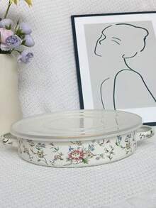 Bộ 1 đĩa nông tráng men kèm nắp nhựa giữ lạnh, đĩa phục vụ, khay giữ lạnh, khay nướng, nhiều màu sắc để lựa chọn, lý tưởng để làm quà tặng cho người lớn tuổi. - Khuôn nướng 28CM - Xem 13