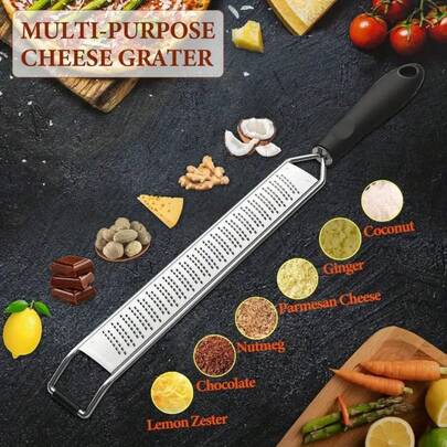 1pc Stainless Steel Lemon Zester And Cheese Grater, Multifunctional Kitchen Tool, Suitable For Ginger Shreds And Vegetable Shredding, Durable Manual Cheese Slicer And Grater, Ideal For Home Cooking