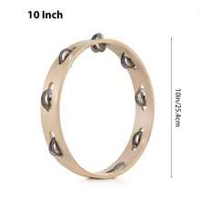 1pc 4/6/7/8/10 Inch Adult Handheld Wooden Tambourine, Single Row Metal Jingle Bells, Round Percussion Instrument, Rhythm Instrument, Suitable For Church, Dance, Party And Other Occasions - Multicolor - View 12