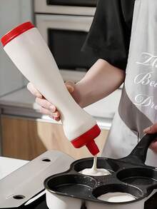 Easy Squeeze Pancake Batter Dispenser With Silicone Spout And Measurement Markings - Leak-Proof Plastic Condiment Bottle For Waffles, Salad Dressings, Etc. - Essential Kitchen Tool, Cream Dispenser, Baking