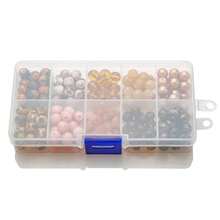 一盒200颗，10种颜色混装玻璃珠，适合制作女士首饰、手机挂饰、包包吊坠、钥匙扣、汽车装饰、吊坠、节日礼物、生日礼物 - 10格色系 - 查看 10
