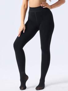 1/2 Pairs Women's 600D High Elasticity Fleece Thermal Lined Tights, Fashionable Minimalist Pantyhose - Multicolor - View 20