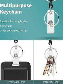 Retractable Badge Reel With Holder Clip Women And Men Retractable Key Ring Retractable Key Chain ID Badge Card Holder Oval-Shaped Pulling Key Chain Suitable For Work Id Card Credit Card Access Control Card ID Card And Key Storge Outdoor Camping Hiking Travel And Work Use Travel Accessories Outdoor Hiking Essential - Multicolor - View 5