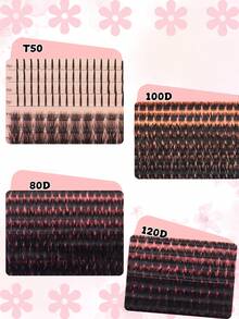 680PCS Russian Volume Lash Extensions Kit, Spiked Individual Lash Clusters, D/DD Curl 0.31–0.63inch, T50/80D/100D/120DD Mixed Styles, Volume Lash Clusters, Individual Segmented False Eyelashes,With Lash Glue, Tweezers & Brush - 黑色 - 查看 5