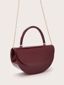 Túi xách nữ bằng da bóng sang trọng, kiểu dáng tối giản, túi cầm tay có dây xích, nhẹ nhàng, thích hợp cho tiệc tùng/buổi tối, món quà sinh nhật hoàn hảo cho bạn gái, phù hợp cho tiệc tùng, đám cưới, dạ hội, các dịp trang trọng, có thể kết hợp với váy dự tiệc, váy dạ hội và váy đính sequin. - Màu Đỏ Sâu - Xem 4