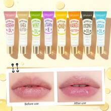 8pcs Vita-Lip Clear Lip Gloss  Ultra-Hydrating & Soothing Formula With Vitamins, High-Shine Non-Sticky Finish Lip Balm With Mint, Rosehip, Coconut, Mango, Argan, Honey, Shea - 8pcs/set - 查看 1