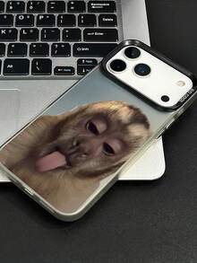 Funny Monkey Pattern Phone Case, Compatible With Iphone 17 Pro Max, 17 Air, 17 Pro, 16, 15 Plus, 14, 13, 12, 11, Anti-Fall, Anti-Shock, New Design For Men And Women, Shock-Proof Protective Cover, Interesting Design - Black - View 2
