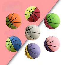 1pc 6cm Super Elastic Mini Rubber Basketball, Stress Relief Hollow Bouncy Ball, Mini Basketball - Multicolor - View 5