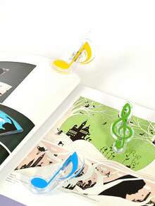 2/4 piezas de Clips de nota musical de plástico - Aseguran firmemente la partitura de piano, guitarra, violín - Diseño de notación musical - Diseño con resorte, fácil de usar (estilo aleatorio) - Multicolor - Ver 4