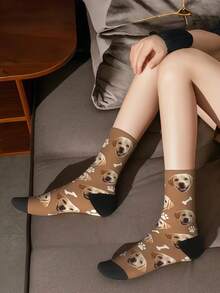 1 Pair Customized Text & Photo Printed Funny Couple Socks, Personalized Gifts For Valentine's Day, Birthday, Christmas And Other Occasions