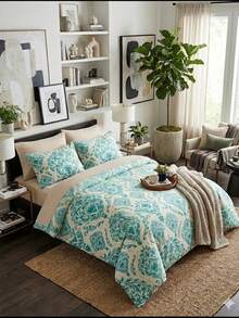 CAQQA 3 Pieces Turkish Cotton Woven Duvet Cover Set | Duvet Cover and Pillowcase, Modern Bedding for Bedroom, 135*200 cm, 150*200 cm, 200*200 cm, 200*220 cm, 220*240 cm - 淡綠 - 查看 4