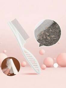 1pc 2-In-1 Pet Hair & Tear Stain Remover Brush - Stainless Steel Dog & Cat Flea Comb, Effectively Trims And Gently Removes Dirt And Fleas, Suitable For Canines And Felines - Multicolor - View 6