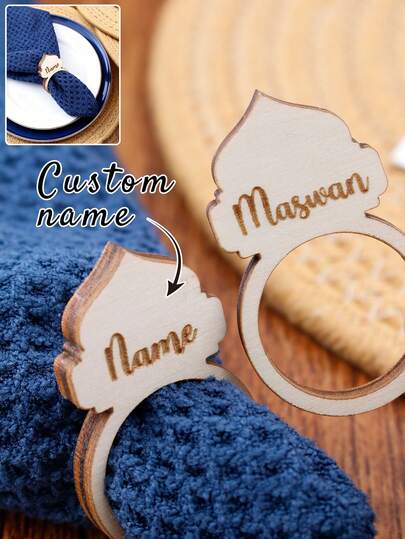 Custom Napkin Rings With Name, Ramadan Napkin Rings, Personalized Wooden Napkin Rings, Customized Rustic Napkin Rings, Customizable Ramadan Gifts, Party Decorations, Desk Decor, Elegant, Stylish, Holiday Napkin Holders For Dining, Birthdays, Dining Room, Party, Mother, Friend, Family