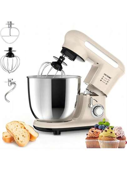 CHEFTRONIC 1 pieza Batidora de pie, Batidoras de cabezal inclinable, Batidora eléctrica de cocina para masa, Para ayudas domésticas, Tazón de acero inoxidable de 300W 3.8QT