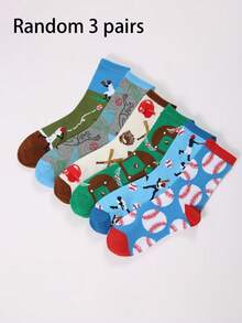 3/6 paires de chaussettes mi-mollet pour hommes avec couleurs contrastées, style baseball américain avec motif personnalisé. Chaussettes de sport. - Multicolore - Voir 5