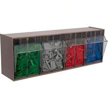 TiltView Plastic Storage Cabinet With 4 Tilt Out Bins Horizontal Plastic Parts Organizer Teacher Toolbox And Office Ply Organizer 23-5/8 W X 8-3/16 H X 6-3/4 D Mocha Raspberry - MochaRaspberry - View 5