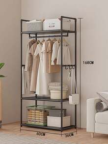 多功能衣架，独立式衣架，鞋衣收纳整理架，独立衣柜，带挂钩，可移动，玄关家具收纳架，卧室衣物收纳架 - 彩色 - 查看 13