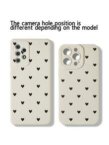 Perforated Straight Edge Black Heart Painted Thick Anti-Drop Painted Phone Case Compatible With IPhone/ Galaxy//Redmi - Multicolor - View 6