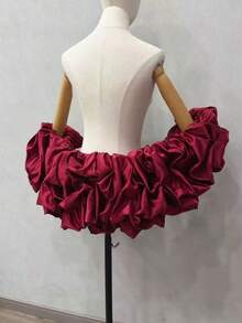 Bridal Shawl With Ruffle, Detachable Satin Fabric, Exaggerated Puff Sleeves, Photo Shoot Shawl And Shoulder Sleeve Bridal Accessory