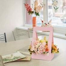 5 hộp giấy Kraft đựng hoa, có tay cầm, thích hợp để đóng gói hoa, cung cấp nguyên liệu cho cửa hàng hoa, quà tặng lễ tốt nghiệp, đám cưới, ngày Valentine và các bữa tiệc. - Nhiều màu - Xem 9