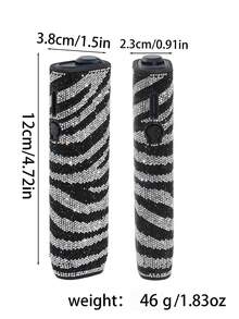 1 Set Luxury Rhinestone Zebra Pattern Protective Case For IQOS ILUMA I ONE & ILUMA ONE, 360° Full Coverage Diamond Zebra Design By Designer Hannah With 6,770 Rhinestones, Includes 1 Replacement Protective Shell Tool - Multicolor - View 4
