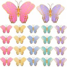 20 Pieces Butterfly Centerpieces for Tables Butterfly Party Decorations 3D Golden Butterfly Table Toppers Centerpiece for Girl Party Birthday Baby Shower (Mix Color,10 x 7 in) - Mezcla de colores - Ver 7