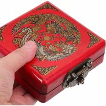 Chinese Jewelry Box Handmade Vintage Jewelry Organizer Wooden Box Antique Trinket Case Dragon Bangle Container Bracelet Holder For Women Treasure Earring - Red - View 6