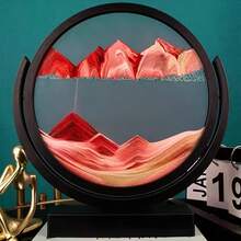 Colorful Flowing Sand Painting, Glass Sand Art - Independent Dynamic 3D Flowing Sand Painting, Desktop Ornament Crafts, Home Rotating Flow Animation Living Room  Glass Ornament Reversible, Graduation Gift, Festival Gift, Popular Landscape Painting Office Cabinet Art Decoration, 3D Colorful Flowing Sand Decoration Flowing Sand Art Disc, Multiple Colors To Choose From - 黑色 - 查看 6