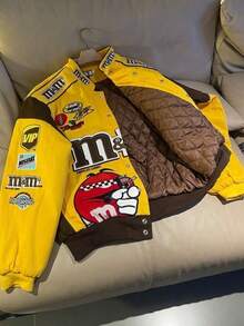 Unisex Sporty Color-Block Baseball Jacket - Lightweight Long-Sleeve Pilot Streetwear Coat - Yellow - View 4