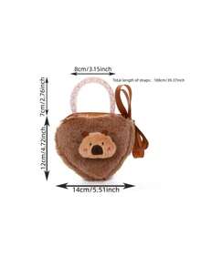 1 Cute And Playful Capybara Brown Teddy Bear Plush Crossbody Bag, Can Be Carried By Hand Or Carried Diagonally - Brown - View 7