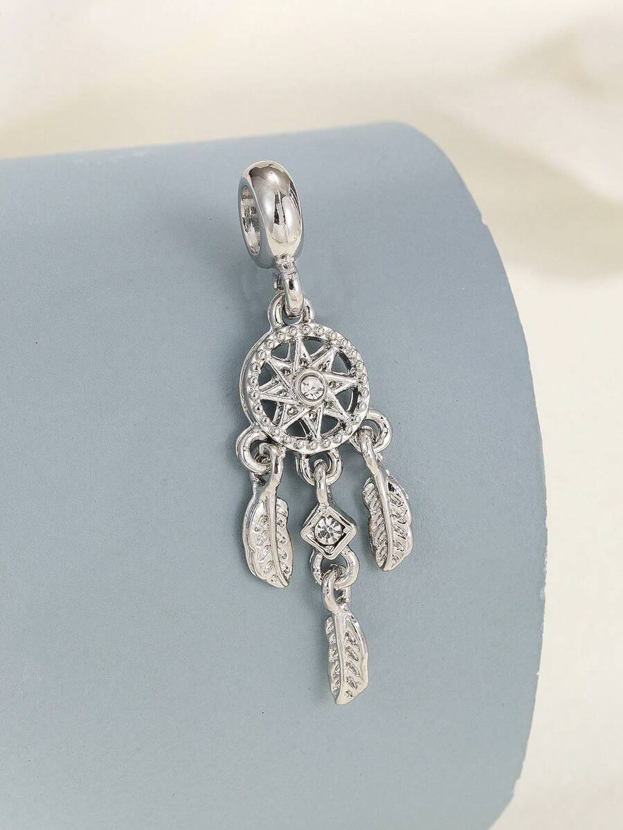 1pc Minimalist Fashionable Hollow Floral Inlaid Pendant, DIY Bracelet, Necklace, Pendant, Charm, Earring, Creative DIY Accessory - Multicolor - View 1